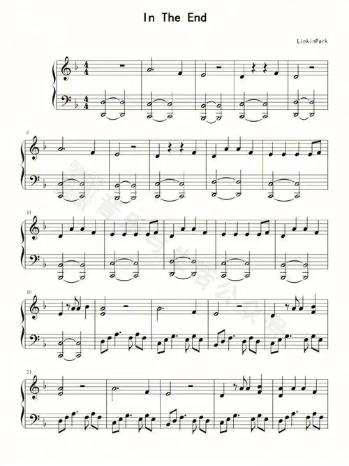 林肯公园intheend钢琴谱