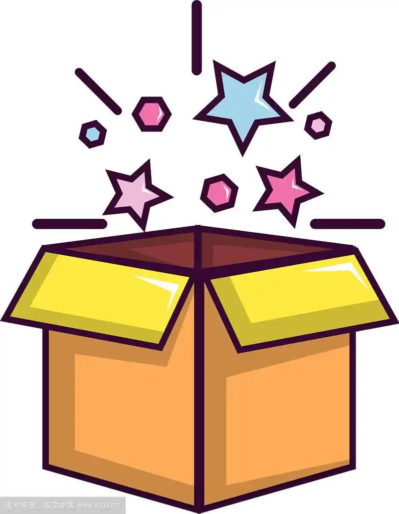 魔术盒与明星图标卡通风格