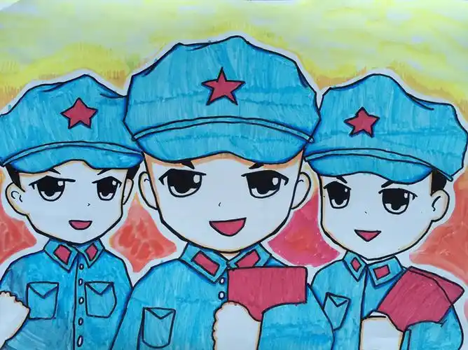 罗源县纪念红军长征会师胜利80周年青少年主题绘画比赛少儿作品 图片