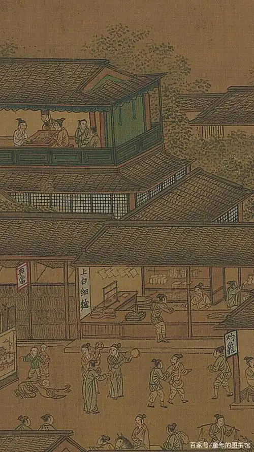 市井巷陌见人间本貌,仇英版《清明上河图》手机壁纸