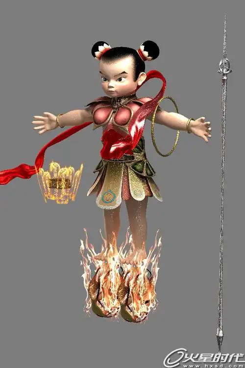 哪吒全身简笔画加风火轮