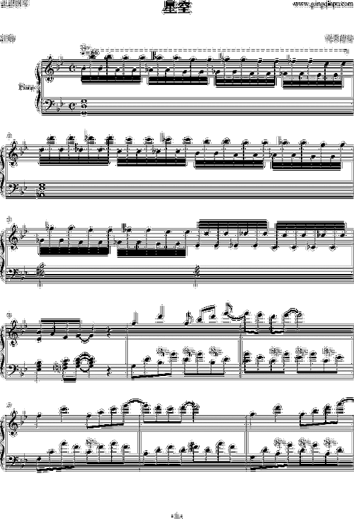 星空(简化版)-钢琴谱(钢琴曲)-克莱德曼