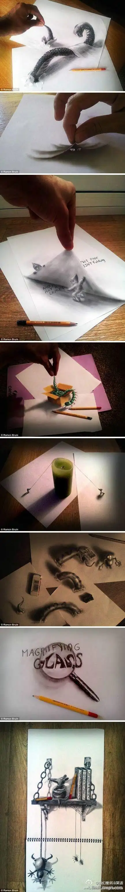叹为观止的立体铅笔画
