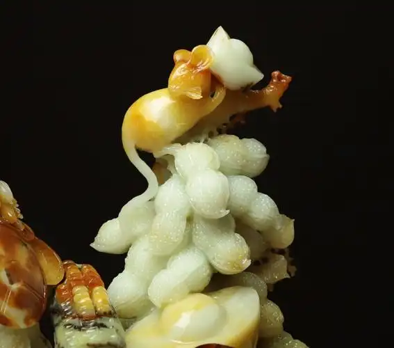 尚品美格天然玉石岫玉摆件花玉王原石原色精雕玉米金秋硕果da603