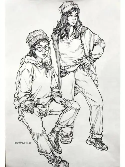 细节党必冲超适合临摹的双人组合速写