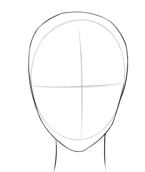 画十字线作为五官的辅助线,接着画出下巴.