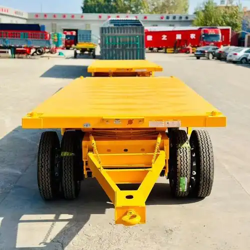 8米平板运输全挂拖车 牵引杆拖拽集装箱运输车 叉车拖拉机牵引车