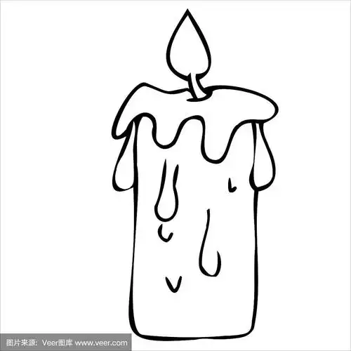 燃蜡蜡烛,矢量装饰元素,着色书