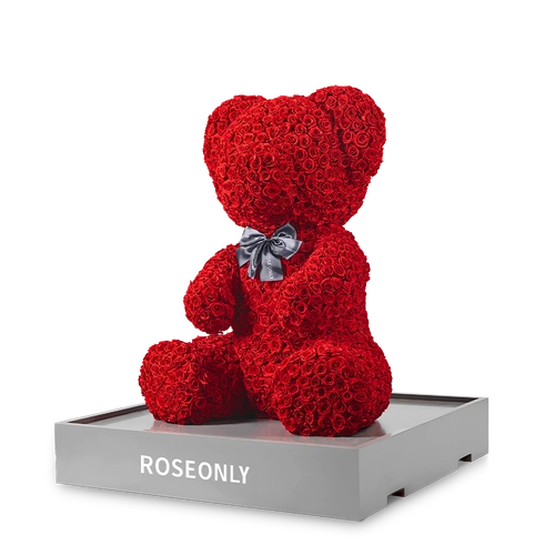 roseonly定制永生玫瑰花小熊公仔礼品女友爱人情人节永生花