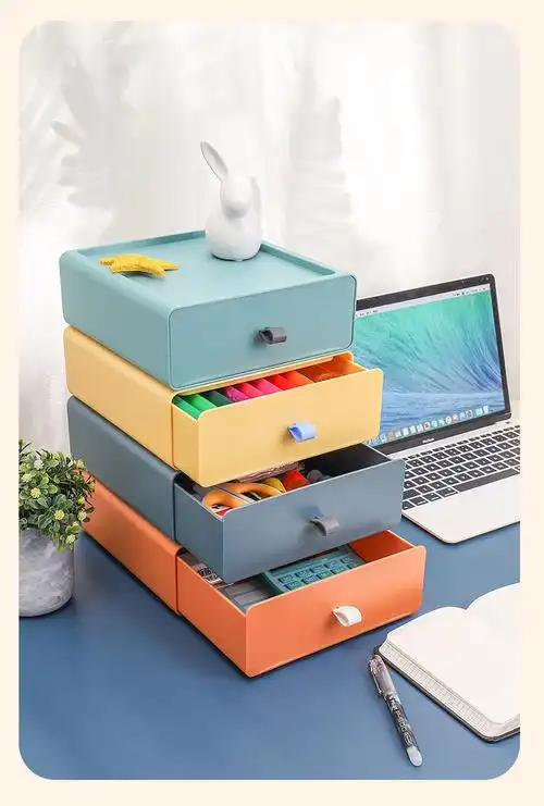 e桌面收纳盒ins学生文具抽屉式储物盒办公室书桌上整理神器置物架旭泽