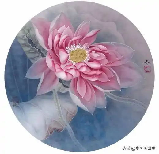 学画工笔荷花扇面,清凉解暑