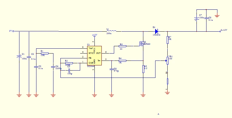 求5v~12v升压电路图
