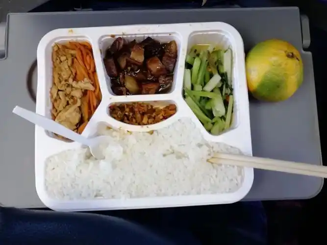 高铁上的午餐(习惯是自带方便面,但公司默默的把丰盛的午餐送到手上时