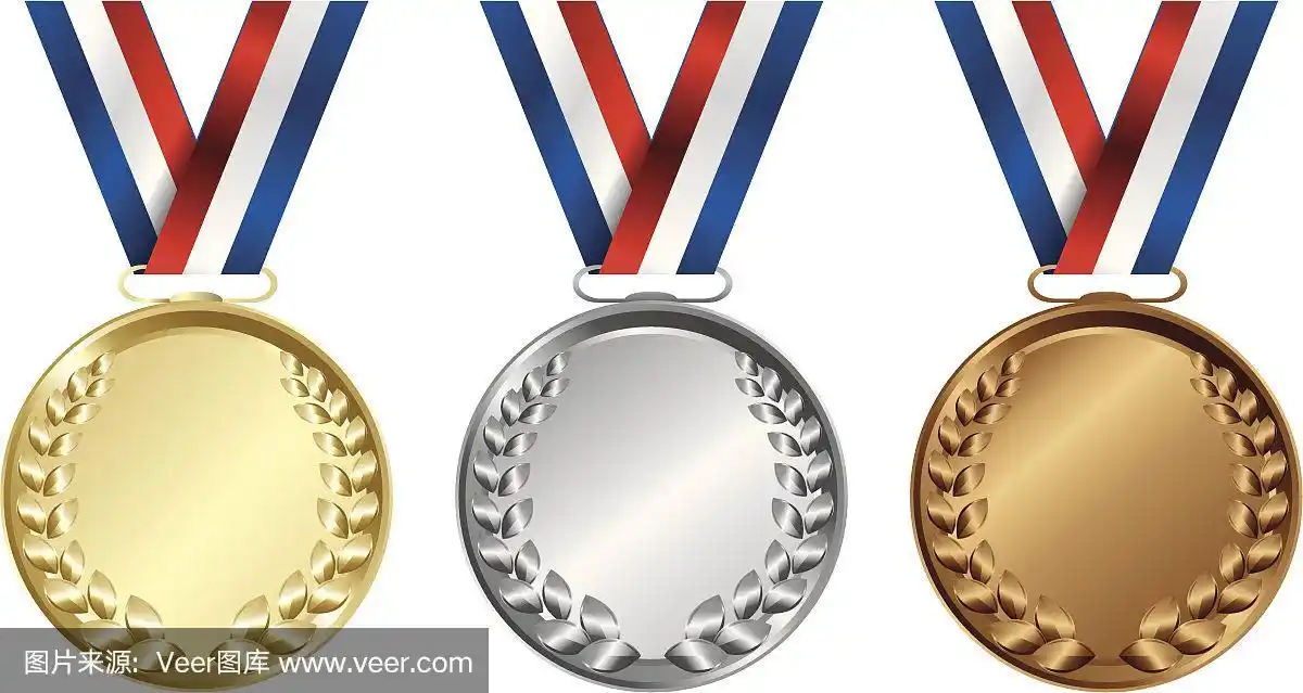 三枚奖牌,金牌,银牌和铜牌