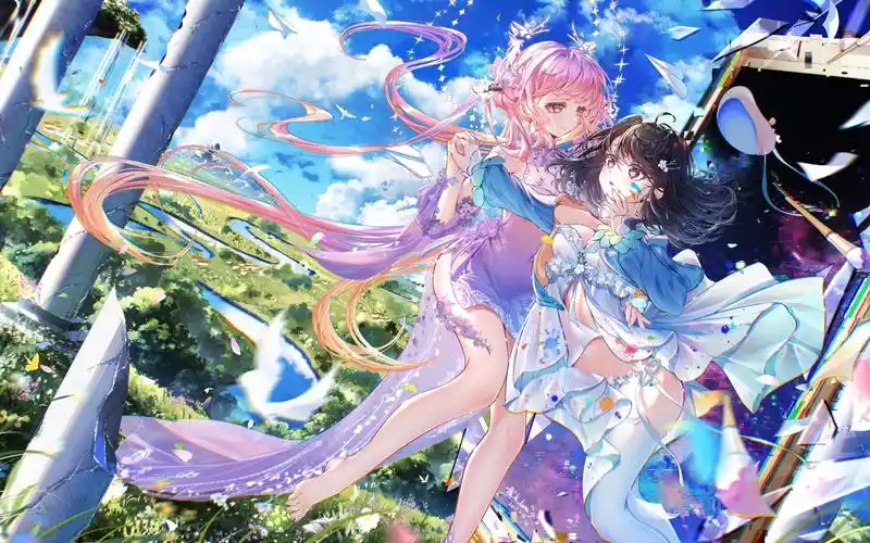 【ipad pro绘】十指紧扣的美少女贴贴❤️走～去二次元!