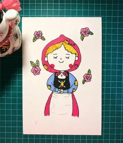 安徒生童话卖火柴的小女孩简笔画