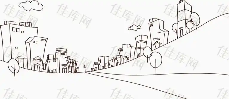 城市轮廓简笔画高清现代都市简笔画都市印象简笔画现代城市背景简笔画