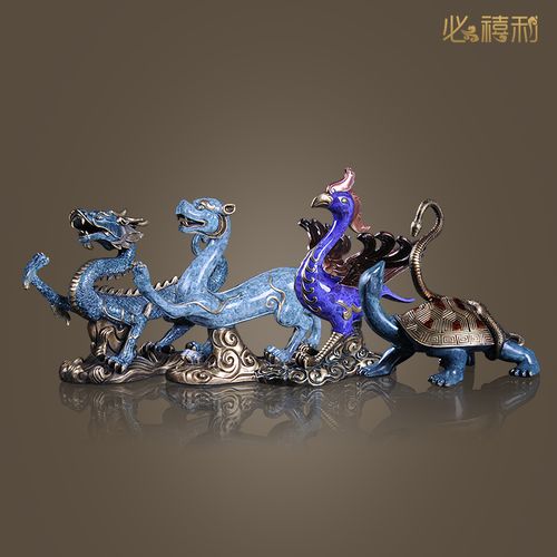 必禧利纯铜四大上古神兽摆件青龙白虎朱雀玄武神龟风水家居装饰