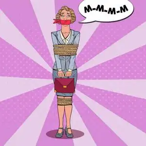 监狱学园漫画图波普艺术强调被绳子捆着的女商人.矢量图照片