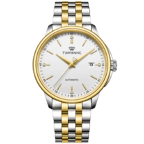 天王tianwang手表男恒隽系列钢带机械表白盘金带gs51172tdtw