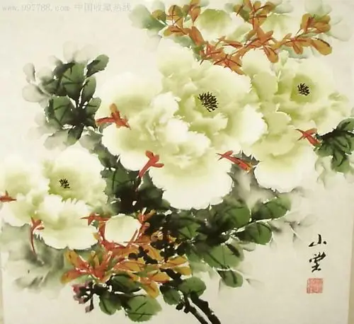 赵山堂花鸟画作品《翠玉牡丹》-花鸟国画原作-7788收藏