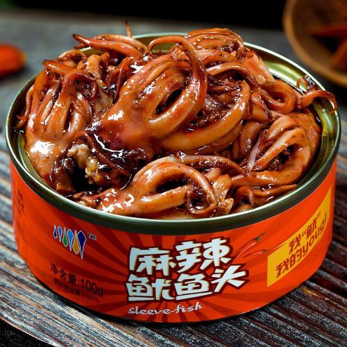 鱿鱼头罐头海鲜零食即食耐嚼须特产海鲜熟食香辣麻辣小海鲜鱿鱼仔