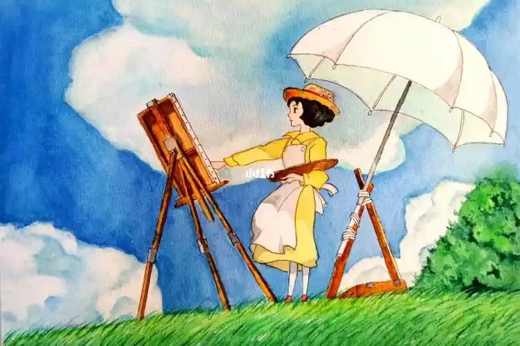 水彩手绘起风了