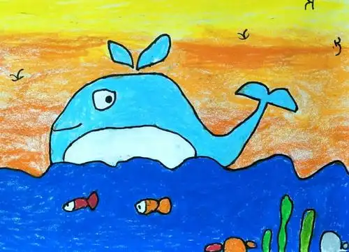 少儿书画作品-《鲸鱼》/儿童书画作品《鲸鱼》欣赏_中国少儿美术网
