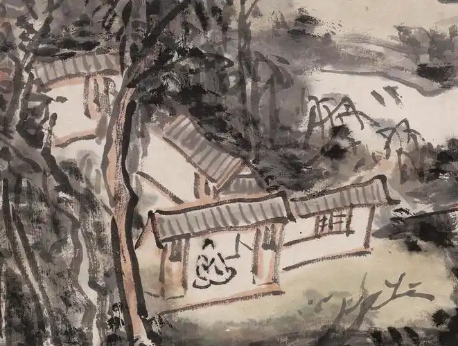 近代国画大师黄宾虹秋山悟道图纸本水墨山水画高清艺术微喷复制