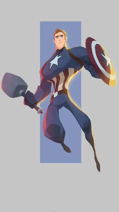 美国队长插画手机壁纸