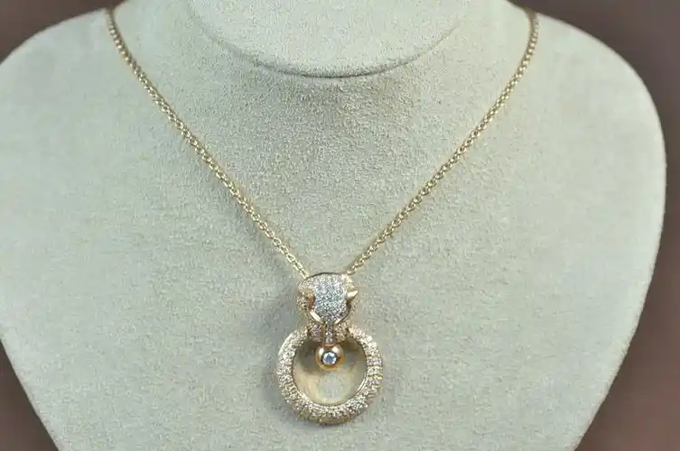 cartier卡地亚18k豹头钻石项鍊