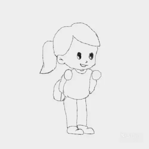 儿童趣味创意画简笔画背上小书包