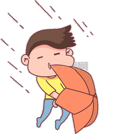 卡通大风下雨啦刮大风男孩被风吹走表情包动图gif表情包