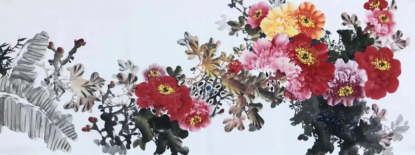 婀娜多姿画牡丹-青年画家杜瑞明国画牡丹作品