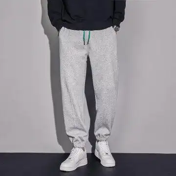 运动裤男宽松潮流束脚裤休闲长裤男九分裤cyk2230灰色m适合70105斤