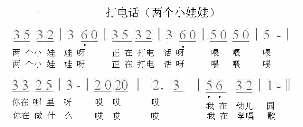 《两个小娃娃正在打电话》的简谱你们知道吗? 急用谢谢