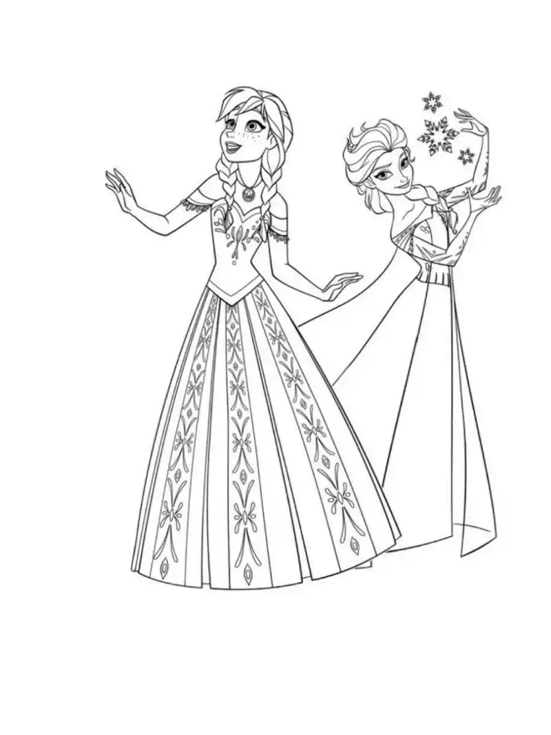 7615女孩最爱的冰雪奇缘艾莎公主简笔画涂色96 线稿分享|冰雪