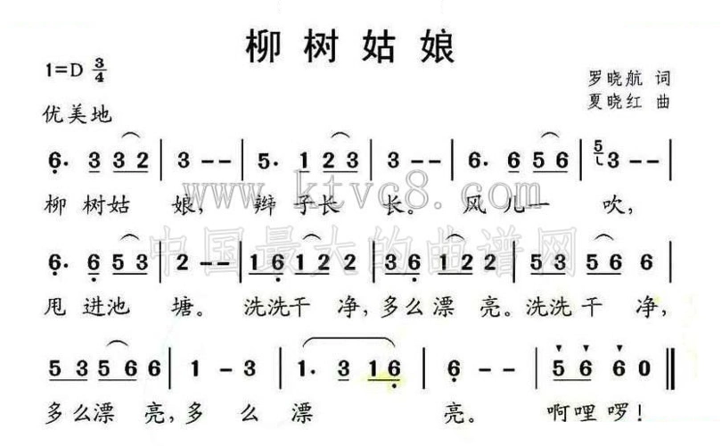柳树姑娘 _柳树姑娘 简谱_柳树姑娘 吉他谱_钢琴谱-查图片
