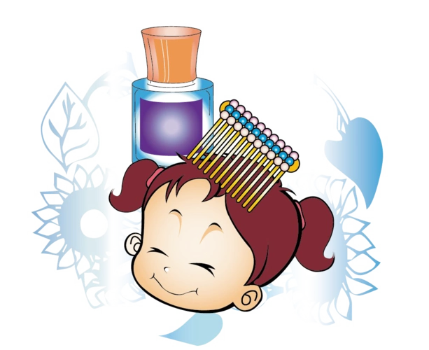 可爱卡通女孩化妆品素材