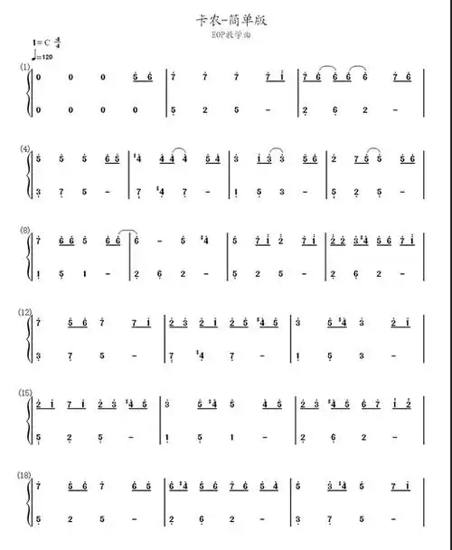 麻烦简单的卡农钢琴简谱发给我下