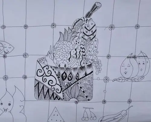 第八周课后作业 三角形构图无缝堆积创意线描画