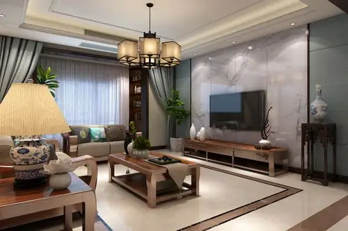 中式风格三居室装修效果图129平米15万中式风格三居室装修案例大全