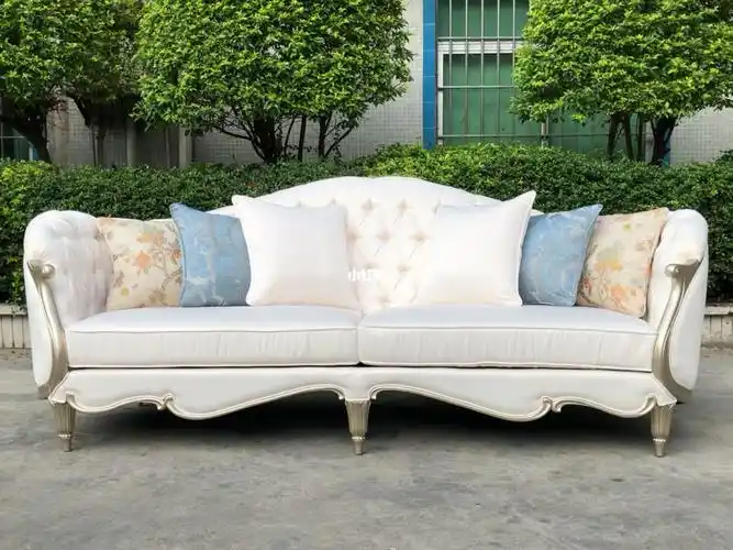 法式现代轻奢香槟色三人位沙发实拍