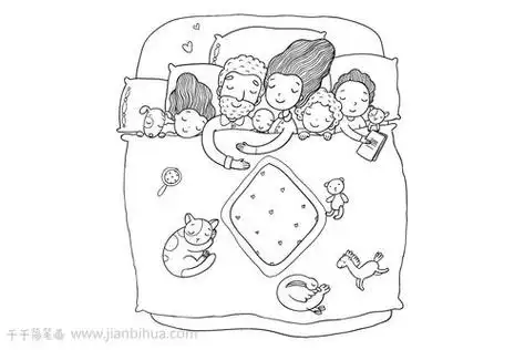 90设计相亲相爱的一家人简笔画画法幸福的一家人简笔画 家庭温馨的