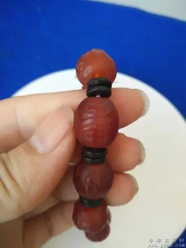 清代传世老南红玛瑙寿字手串