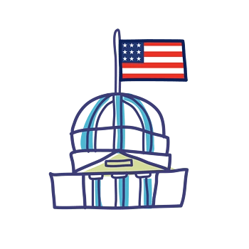 卡通手绘美国建筑