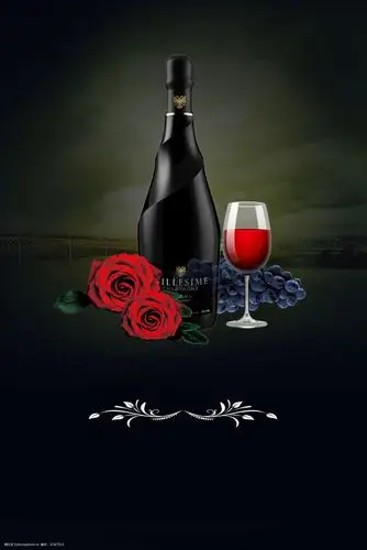 红酒品鉴大气玫瑰花红酒杯海报