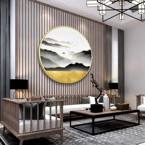 新中式餐厅玄关轻奢现代挂画背景墙沙发客厅装饰画现代装饰画