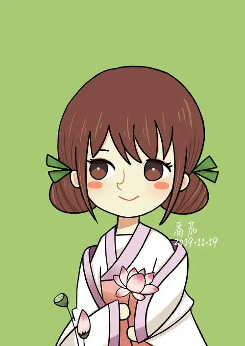 荷叶 古装 国风 卡通 人物 女孩