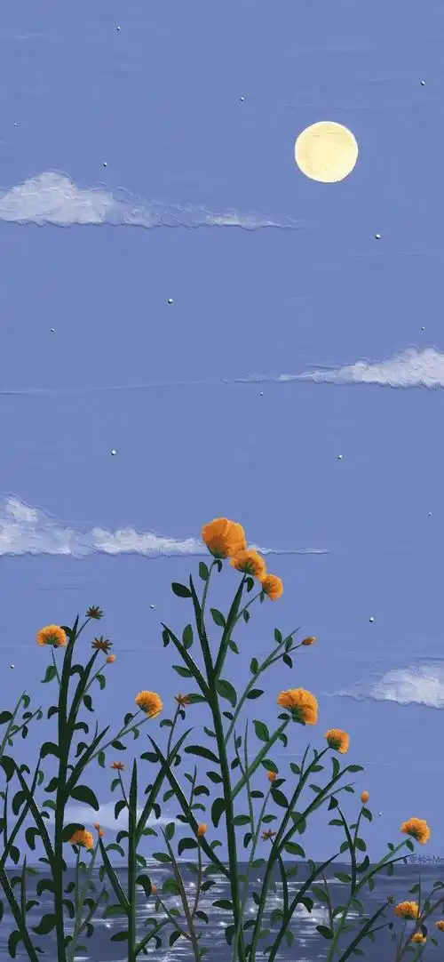 油画壁纸 - cr:@见logo 渐变纯色/手绘动物/聊天背景/小清新ins/花朵